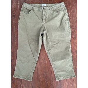 Lane Bryant Boyfriend Capri Jeans Mid Rise Cotton Stretch Army Green 20